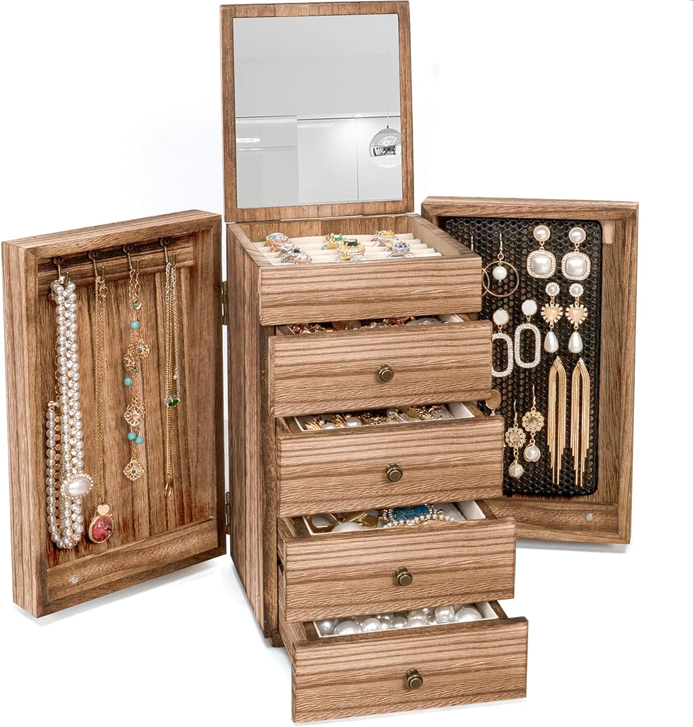 Meangood 5-Layer Wooden Jewelry Box